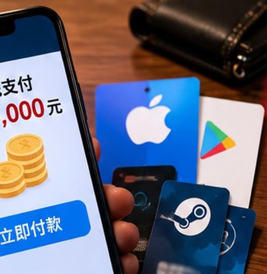 假客服透過手機要求預付訂金，旁邊出現點數卡與付款警示，呈現外送茶詐騙的付款誘導手法